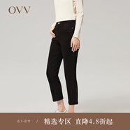 OVV2022秋冬新款女裝基礎易搭彈力煙管褲廓形時(shí)尚黑色牛仔褲 黑色A3 27