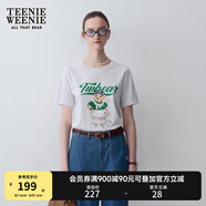 Teenie Weenie小熊短袖T恤女夏季學(xué)院風(fēng)休閑印花寬松圓領(lǐng)短袖T恤衫 淺灰色 M (165)