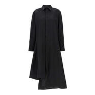 Y-3不對(duì)稱長(zhǎng)袖襯衫棉混紡印花設(shè)計(jì)女式連衣裙 黑色 均碼 |S