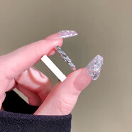 卡萊茵銀色素圈戒指女小眾設(shè)計感對戒鑲鉆食指戒指女開口尾戒指環(huán)女 麻花素圈鑲鉆-開口戒指 開口可調(diào)節(jié)