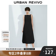 UR2025春季新款女裝法式氣質(zhì)后拉鏈?zhǔn)昭鼰o(wú)袖連衣裙UWM750031 黑色 XL