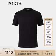 PORTS寶姿男裝2024春季新品全棉皮馬棉柔軟順滑簡(jiǎn)約短袖T恤 黑色 L