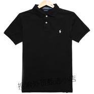 POLO SPORT美國保羅polo衫男RL小馬標刺繡純棉短袖t恤男商務(wù)休閑翻領(lǐng)體恤男 黑色白標 S 建議100-125斤