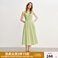 獨束大碼女裝【線(xiàn)雕裙】歐若風(fēng)氣質(zhì)連衣裙2025新款時(shí)尚顯瘦吊帶裙 草檸綠-梨型 3XL （尺碼：5）