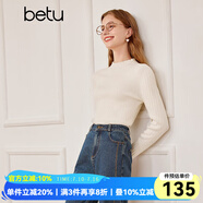 百圖betu女裝秋季新款毛針織衫經(jīng)典半高領(lǐng)長袖打底衫女2309T23 米白 XS