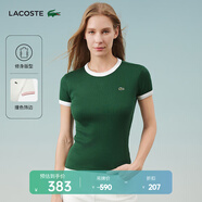 LACOSTE法國鱷魚女裝25春夏新款拼色純棉修身舒適短袖T恤|TF2432 YRR/綠色/白色拼色 L 40