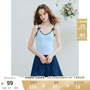 兩三事彩夏涼風(fēng) 2025夏季新款百搭立體蝴蝶結吊帶針織衫女 淺藍色 均碼