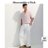 ABERCROMBIE & FITCH男裝25夏新款經(jīng)典小麋鹿美式重磅寬松亨利領(lǐng)短袖T恤KI124-5188 淺粉色 2XL (185/124A)