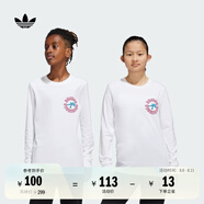 adidas男女大童純棉運動圓領長袖T恤兒童新款阿迪達斯三葉草   白色   146