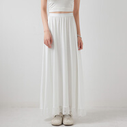 薇施蓮旗袍內襯裙防走光漢服襯裙半身長(cháng)裙安全裙白色蕾絲花邊馬面打底裙 蕾絲邊白色90cm【約2米裙擺】 均碼 75-130斤