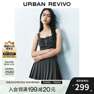 UR2025夏季新款女裝格雷系蝴蝶結(jié)系帶百褶連衣裙UYU750075 深灰 XS
