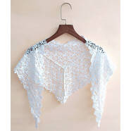 卡若登新品春夏季韓版小披肩薄款碎花蕾絲鏤空百搭短款防曬小坎肩外搭小 三角巾白色140-45cm