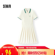 森馬（Semir）[商場(chǎng)同款]連衣裙女撞色polo領(lǐng)夏季2025學(xué)院風(fēng)百褶裙101325114051