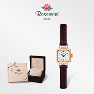 Rosemont瑞士原裝進口復(fù)古小方糖小巧精致輕奢石英玫瑰手表女情人節(jié)送女友 【玫瑰金】棕色皮帶