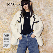 MO&Co.小香風(fēng)西裝權(quán)力外套羊毛混紡休閑西裝夾克外套女呢子外套 米白色-第2批 S 160