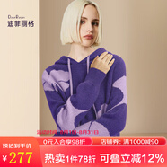迪菲麗格歐美復(fù)古紫色連帽針織衫女2024新款冬季休閑百搭外穿毛衣 圖片色 M