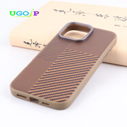 UGOJP【特價(jià)清倉(cāng)】適用蘋果iphone16promax手機(jī)殼15promax仿皮14promax全包13promax保護(hù)套15/14 棕色四格斜紋 iphone16promax