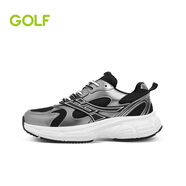 GOLF高爾夫男鞋夏季新款透氣網(wǎng)面運(yùn)動(dòng)休閑鞋防滑耐磨時(shí)尚厚底老爹鞋男 黑色 44