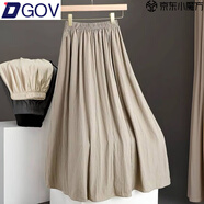 DGOV灰色高腰a字百褶半身裙女2025新款夏天感雪紡氣質(zhì)休閑長裙子 卡其色 XL 建議【120-135斤】