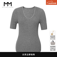 麥檬萬件爆款MM口碑原創(chuàng)桑蠶絲涼感針織上衣短袖春夏淡人穿搭 UV領(lǐng)-短袖-中灰5G5931931 L （115-130斤）
