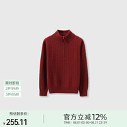 Basic House/百家好純綿羊毛針織衫女秋冬高領(lǐng)拉鏈套頭毛衣保暖時(shí)尚新款名媛 紅色 均碼