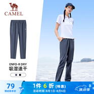 駱駝（CAMEL）速干透氣運(yùn)動(dòng)褲女跑步休閑直筒梭織褲子 J25BAXLN072 鴿藍(lán) L