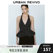 UR2025春季新款女裝法式波點(diǎn)掛脖系帶露背吊帶衫UWG250024