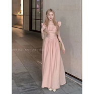 寧蔚2025夏新款法式復古收腰顯瘦設計感連衣裙女小眾時(shí)尚長(cháng)裙子KKD 甜美荷葉邊 粉色 S 【80-100】