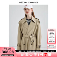 VEGA CHANG風(fēng)衣外套女2025年春秋新款中長款高級感純色大衣 摩卡棕 L