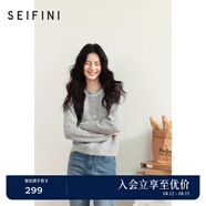 詩(shī)凡黎（'SEIFINI）【蝶戀花】詩(shī)凡黎毛針織衫蝴蝶結蕾絲浪漫千金女25春夏新毛衣圓領(lǐng) 灰色 M