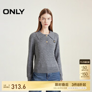 ONLY ONLY2024秋季新款含羊毛學(xué)院風(fēng)套頭翻領(lǐng)寬松針織衫女|124313028