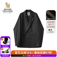 William fox&sons新復(fù)古回潮仿麂皮絨小西服男輕商務(wù)復(fù)古寬松易打理便西休閑西裝男 黑色（雙排扣） 2XL /54