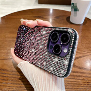 奢華閃鉆鏡面適用蘋果16promax手機殼女神閃粉iPhone15pro水鉆max 【漸變紫】全鉆硅膠殼（送鋼化膜） iPhone 16 Pro Max