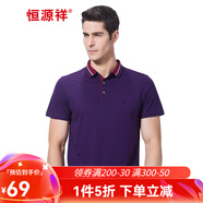 恒源祥短袖t恤男士夏季薄款翻領(lǐng)純色半袖中年商務(wù)休閑冰絲男裝透氣上衣 深紫 XL (180)