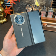 華為（HUAWEI）【品質(zhì)原裝】Matex5秒變非凡大師手機殼X6電鍍中軸皮紋磁吸輕奢防 【黑色】秒變非凡大師\_中軸款 MateX3_X3典藏版