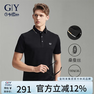 金利來GY服飾POLO衫男夏季休閑涼感桑蠶絲體恤TSFA489-LA166 黑色 1XL 