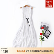 迪洛薇桑蠶絲100%夏季真絲連衣裙女高端氣質(zhì)復(fù)古風(fēng)新款裙子中長(zhǎng)款休閑 白色（閃電發(fā)貨） 均碼