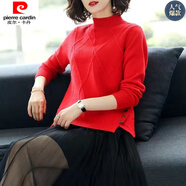 皮爾卡丹（pierre cardin）【優(yōu)質(zhì)】短款半高領(lǐng)加厚毛衣女秋冬季新款寬松韓版百搭針織打底衫 紅色+【品質(zhì) 面料優(yōu)選】 常規(guī) XL (建議120-130斤)