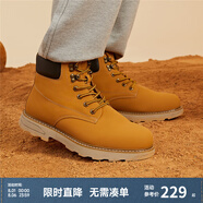 Semir官方正品馬丁靴男靴春秋季新款英倫風(fēng)中幫大黃靴工裝靴短靴子男 咖黃色【馬丁靴】 44