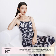 迪賽尼斯（DESIGNICE）秋季新款高級感通勤吊帶長裙開叉無袖高腰連衣裙 花色 M
