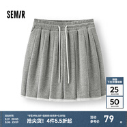 森馬（Semir）半身裙女蕾絲花邊百褶裙溫柔俏皮2025夏季新款松緊腰短裙甜美 中花灰00502 XS