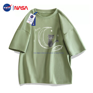 NASA GISS官方潮牌聯(lián)名純棉短袖男夏t恤潮流大碼寬松半袖 蜜瓜綠 S 