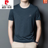 皮爾卡丹（pierre cardin）冰絲t恤男圓領(lǐng)短袖汗衫中年爸爸夏裝薄款寬松體恤半袖純色上衣 so-21266綠色 L (170)
