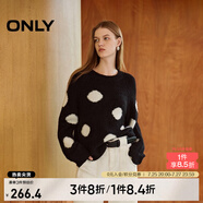 ONLY秋冬甜美百搭休閑波點圓領含羊毛針織衫女|124313032 E40 煤黑色 M (165) 84A