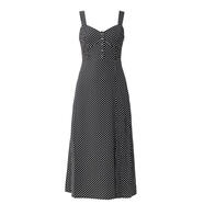 GIRDEAR/哥弟法式優(yōu)雅波點(diǎn)吊帶長(cháng)裙修身開(kāi)叉連衣裙女裝夏1500368 黑色波點(diǎn) S