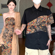AFTER MONDAY國風(fēng)復(fù)古情侶連衣裙寬松碎花長裙法式拼接襯衣網(wǎng)紅時(shí)尚 男生Polo衫 S