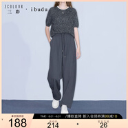 三彩2025秋季新款休閑褲松緊腰寬松闊腿褲長褲女