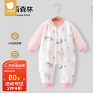 貝肽斯嬰兒衣服秋季新生兒連體衣寶寶四季款純棉長袖嬰兒睡衣空調(diào)哈衣 （夾棉款）密語森林 90cm