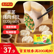 灣仔碼頭薺菜豬肉水餃1320g66只早餐食品速食面點生鮮速凍餃子