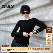 ONLY秋冬時(shí)尚撞色一字領(lǐng)開叉修身毛衣針織衫女|124324013 E40 煤黑色 S (160) 80A
